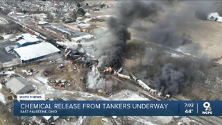 Toxic chemicals released from derailed train cars in Ohio