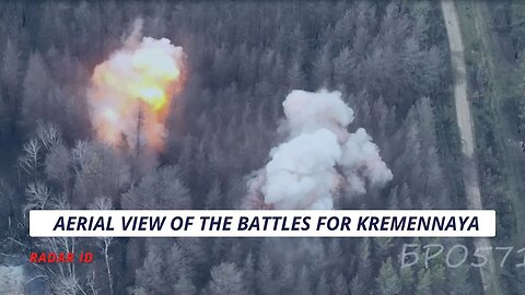 Aerial view of the battles for Kremennaya, Luhansk region