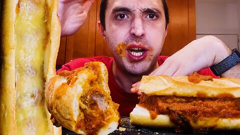 GIANT CHEESY MEATBALL SUB MUKBANG ! * HOMEMADE VENISON BALLS ! * | NOMNOMSAMMIEBOY