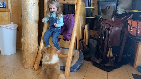 Toddler with ES pup