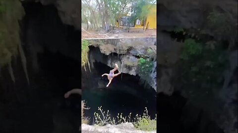 Diving into a deep cenote!