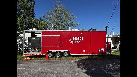2017 8.5' x 29' Barbecue Food Trailer with Porch and Bathroom for Sale in North Carolina!