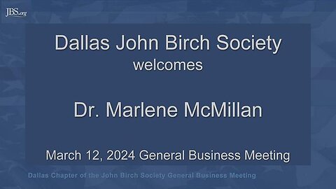 Dallas John Birch Society welcomes Dr. Marlene McMillan