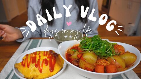 SUB-VLOG | Cozy Korean dakdoritang, omurice, jjampong, healthy desserts | Living Alone | ASMR