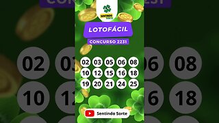 🍀 Resultado LOTOFACIL 2231 | Sentindo Sorte #shorts