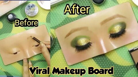 Makeup Practice Board | Easy Makeup For Beginners | Green Glitter eye Makeup look | MehsimCreations