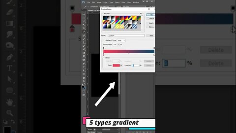 Gradients - Adobe Photoshop for Beginners 5 types of gradient #photoshop #youtube #shorts