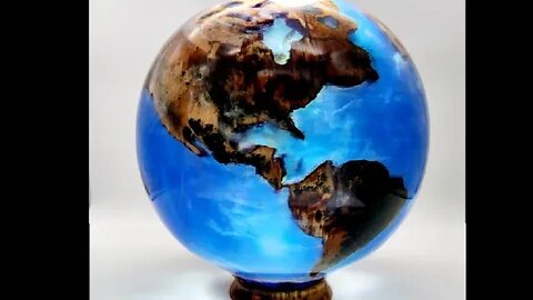 "Mother Earth" How to make a globe out of wood, resin, cotton and paint. Wood turning, Vase.