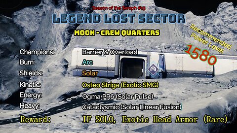 Destiny 2 Legend Lost Sector: Moon - K1 Crew Quarters on my Hunter 1-31-23