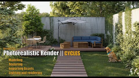 How to Create a Photorealistic Green Backyard Area in Blender 3.4 || CYCLES.