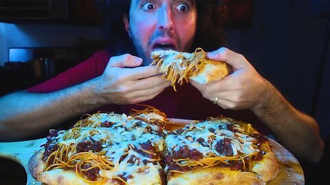 THICC SPAGHETTI PIZZA * XTRA SAUCY 먹방 * ASMR MUKBANG NO TALKING | Nomnomsammieboy