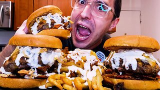 ASMR EATING RANCH BURGERS AND FRIES ! * MUKBANG NO TALKING * NOMNOMSAMMIEBOY