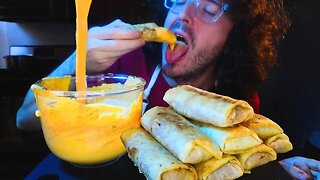 SPICY CHEESE SAUCE CHIMICHANGAS ! asmr mukbang mouth sounds 먹방 #shorts