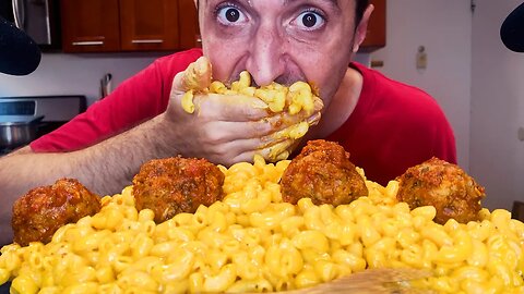 GIANT MEATBALL MAC AND CHEESE 🧀 미트볼 맥 앤 치즈 * ASMR MUKBANG NO TALKING *