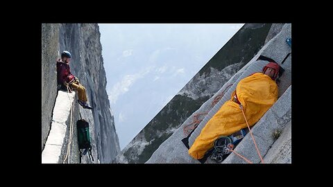 Climbing the face of Half Dome.