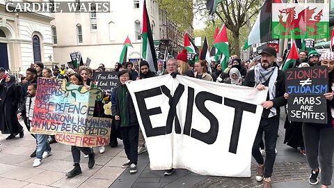 From Cardiff to Columbia. March for Palestine. Central Library, Cardiff