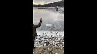 Having fun on a frozen lake