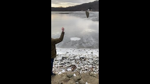 Having fun on a frozen lake