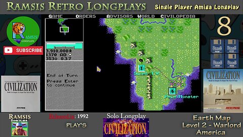 Sid Meier's Civilization | 1992 | Amiga | Warlord | EARTH | America - Episode #8 | Longplay