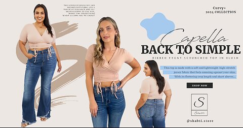 Capella Back To Simple Curvy+ Ribbed Front Scrunched Top in Blush🩶