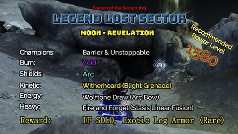 Destiny 2 Legend Lost Sector: Moon - K1 Revelation on my Hunter 2-1-23