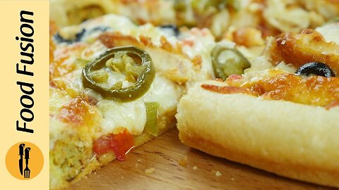 Stuffed Crust pizza and pizza dough recipe by Food Fussion
