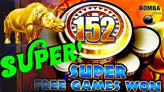 152 "SUPER" FREE GAMES WON! 🦏 Wonder 4 Boost ~ Rhino Charge #Casino #LasVegas #slotmachines