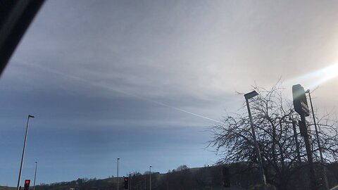 Chemtrails ? White lones on sky - Wales 08/02/2023 at 12:12 pm