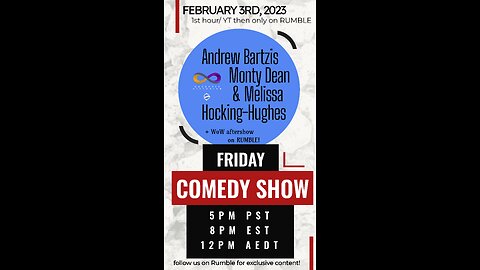 FRIDAY COMEDY SHOW LIVE w/ Andrew Bartzis, Monty Dean, & Melissa Hocking-Hughes