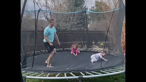 Guy Launches Child Into Air On Trampoline!