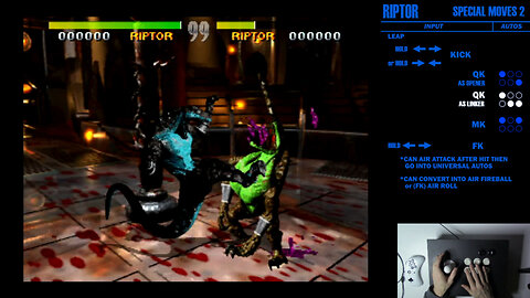 KILLER INSTINCT (1994) : RIPTOR TUTORIAL (Move List)