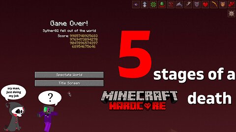 The 5 Stages of Losing a Minecraft Hardcore world!!!