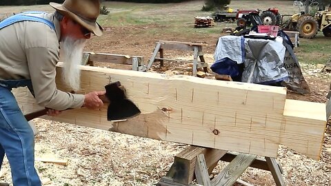 Complete Log Layout Pt 3, Hewing - Dovetail Log Cabin Build (Ep 30)