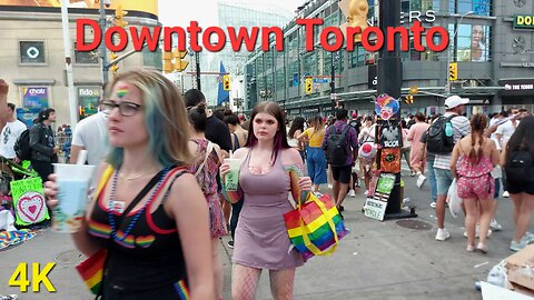 【4K】Downtown Toronto During Pride Parade summertime