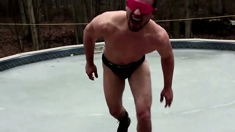 MAN JUMPS INTO A FROZEN POOL!
