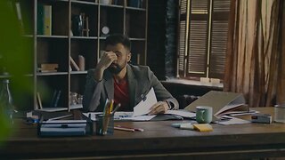 exhausted man solving business problem office worker lies on table frustrated busin SBV 320415572 HD