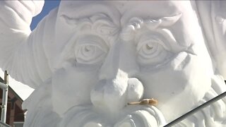 Artists working at Breckenridge snow sculpture contest