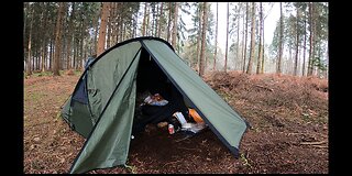 Getting in the tent. Woodland wildcamping 22nd Jan 2023