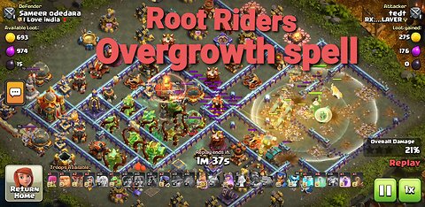 Root Riders with overgrowth spell is so broken #clashofclans