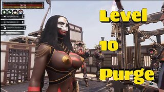 Conan exiles, calling purge, with 25 thralls, small base ,level 10, purge, Crash