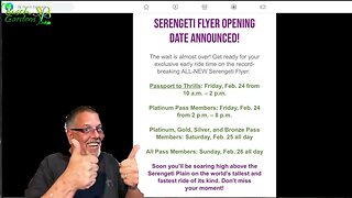 Busch Gardens Update 2-9-23 - Serengeti Flyer Takes Flight Feb 27th