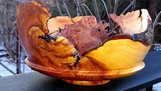 Ornamental Cherrywood Bowl, lathe turned. Support Operation Underground Railroad at ArtForOUR.org