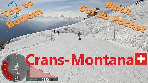 [4K] Skiing Crans-Montana, Black Col du Pochet Full Top to Bottom, Valais Switzerland, GoPro HERO10