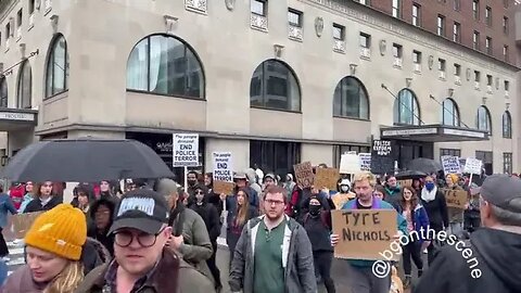 Protesters on the march in Memphis this afternoon, one day following the release of the Tyre Nichols