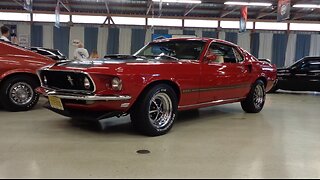 1969 Ford Mustang Mach 1 in Red & 428 Cobra Jet Engine Sound on My Car Story with Lou Costabile