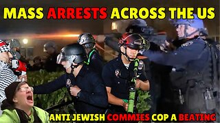 PRO PALESTINE COMMIES COP A BEATING