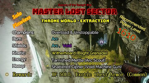 Destiny 2 Master Lost Sector: Throne World - Extraction on my Hunter Solo-Flawless 2-7-23