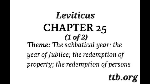 Leviticus Chapter 25 (Bible Study) (1 of 2)