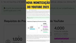 NOVA MONETIZAÇÃO DO YOUTUBE SHORTS | Como Monetizar o Canal do YouTube em 2023