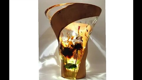 "Pyrotechnic Peonies" How to make a willow wood vase, resin and silcone dried flowers, Woodturning.